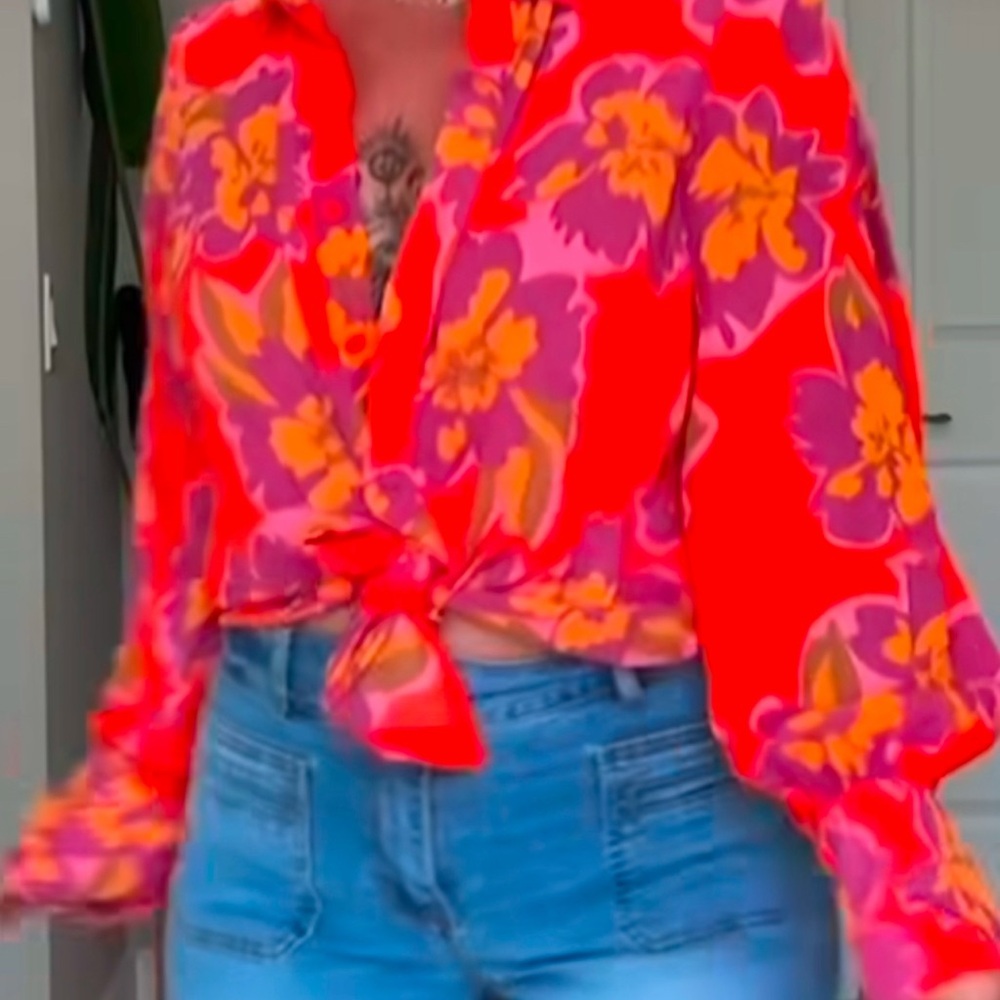 Floral Red and Purple Women's Top